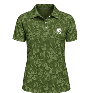 Polo de Golf Verde Oliva para Mujer, Manga Corta, Estampado Floral, Deportivo, Personalizado, Transpirable, Venta al Por Mayor - Product Image 1