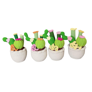 2025 artículos calientes lindo hecho a mano cactus maceta decoración del hogar Festival regalo flor Artificial tejer flor ganchillo regalo - Product Image 1