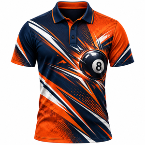 Men's Black <b>Gothic</b> Skull Billiard Polo <b>Shirt</b> Digital Printed Quick Dry Short Sleeve Woven Polyester - Product Image 2