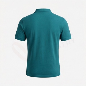 Polo de Manga Corta para Hombre, Color Verde Azulado, Algodón Piqué, Logotipo Bordado, Casual, Transpirable, Corte Regular, Diseño de Punto Sólido - Product Image 2