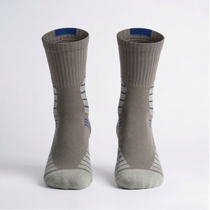 Crew <b>Socks</b> Men Women <b>Running</b> Athletic Sport Breathable Moisture Wicking Striped Gray Blue Summer <b>Compression</b> Support - Product Image 1