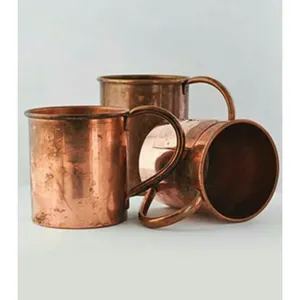 Taza de aluminio hecha a mano con tapa para servir bebidas en la cocina, bar o fiestas, estilo rústico vintage, tazas de cobre. - Product Image 1
