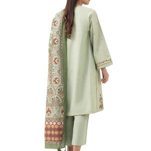 Shalwar Kameez Bordado Verde Menta para Mujer, Viscosa Suave y Transpirable, Costuras Finas, Conjunto de 3 Piezas - Product Image 3
