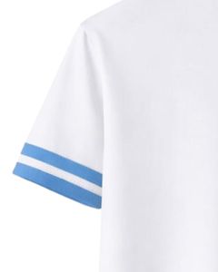 Camiseta Ringer Blanca y Azul Cielo Personalizada para Mujer con Doble Raya en las Mangas, Top Casual de Verano de Manga Corta de Algodón - Product Image 6
