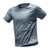 Camiseta Deportiva de Manga Corta para Hombre, Transpirable, de Secado Rápido, con Logotipo Frontal, Delgada, de Seda de Leche y Spandex/Poliéster, Venta Directa de Fábrica OEM