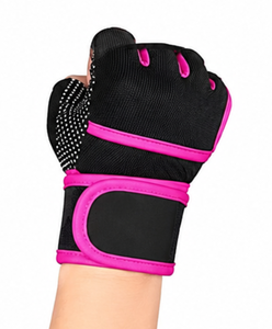 Breathable PU <b>Half</b> Finger Gym Gloves Pink Mesh Non <b>Slip</b> Weight Lifting Training Pull on Unisex Fitness Equipment - Product Image 5
