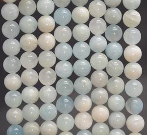 Perles rondes lisses en aquamarine naturelle bleue pour la fabrication de bijoux, colliers et bracelets - Product Image 6