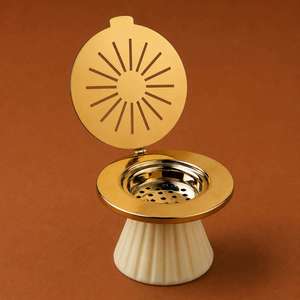 Quemador de incienso de resina con tapa de metal y base de resina para aromaterapia, quemador de Bakhoor, fragancia para el hogar, Ramadán, Eid, Mubkhar - Product Image 1