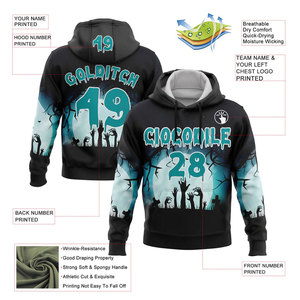 Sudadera con Capucha Personalizada de Halloween con Diseño de Mapache y Calabaza para Hombre, Blanca y Naranja, con Impresión por Sublimación, Nombre del Equipo y Número, Ropa Casual de Otoño - Product Image 5