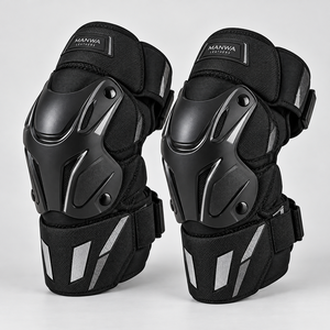 Protector de Rodilla Profesional para Motocicleta MANWA con Correas Ajustables, Almohadilla Protectora Rígida Negra y Amarilla - Product Image 4
