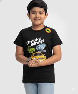 T-shirt pour garçons à manches courtes, col rond, tricoté, 100 % coton, imprimé animal compressé, style décontracté, collection 2026, vente chaude, prix abordable, Bangladesh - Product Image 3