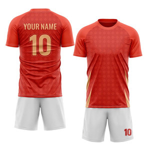Customizable <b>Soccer</b> Jersey Set Red Gold 100% Polyester Moisture Wicking Crew Neck Short Sleeve Adult Men's Uniform - Product Image 1