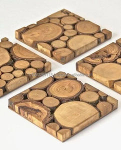 Wooden <b>coaster</b> with beautiful carved floral design perfect for home kitchen dining <b>table</b> decor rustic traditional theme - Product Image 1