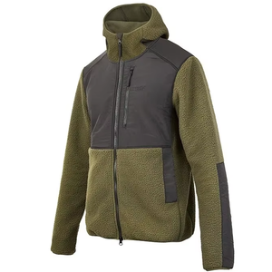 Chaqueta con capucha y cremallera completa para hombre, color verde oliva, con bloques de color, forro polar, manga raglán, corte regular. - Product Image 2