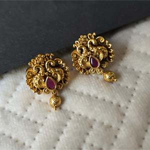 Amethyst Pearl Quartz Peacock Earrings 24K Gold Plated Bohemian Tassel Design - Product Image 2