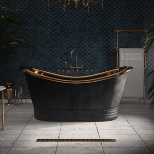 Baignoire autoportante en cuivre massif artisanale de luxe pour hôtel, villa, design d'intérieur de salle de bain moderne - Product Image 2