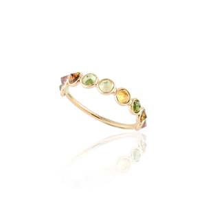14K Gold Multi Tourmaline Half Eternity Band-<b>Resizable</b> Bezel Set Wedding <b>Ring</b> - Product Image 4
