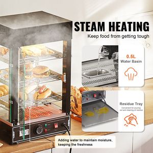Scaldavivande Commerciale a 3 Ripiani da 1000W con Controllo Manuale della Temperatura e Ripiani Regolabili da 86 a 185°F - Product Image 4