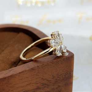 Superbe Bague Diamant Jaune Très Vendue Or Massif 14K 1 Carat Taille Poire Diamant de Laboratoire Certifié IGI VVS2 Plaqué Rhodium Style Vintage - Product Image 4