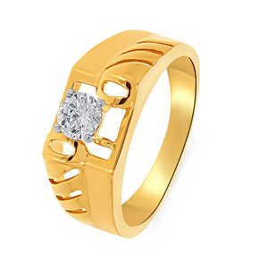 Anillo Solitario para Hombre Shiny Connection, Anillo de Diamantes Solitario de Corte Brillante Redondo de Oro Amarillo de 18K de Lujo para Hombre - Product Image 1