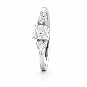 Anillo de compromiso de tres piedras con corte de pera de diamante cultivado en laboratorio de primera calidad, joyería nupcial de boda con trilogía de diamantes. - Product Image 2