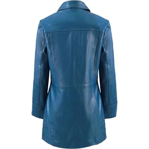 Abrigo Largo de Cuero para Mujer, Chaqueta Larga Clásica con Botones al Frente, Prenda Exterior Elegante y a la Moda, Fabricación Personalizada OEM, Etiqueta Privada, Venta al Por Mayor - Product Image 3