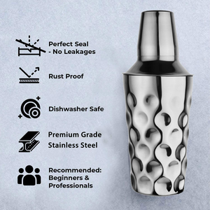 Apex World Exports Premium Modern Hammered Stainless Steel Set Cocktail Shaker Set with Strainer & Jigger for Bar Uses 500ml - Product Image 3