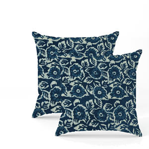 ปลอกหมอนอิงพิมพ์ลายบล็อกสีคราม ผ้าฝ้ายตกแต่งลายดอกไม้ สไตล์โบโฮ ของตกแต่งบ้าน - Product Image 1