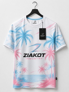 ZIAKOT industry Nouveau design T-shirt de performance à manches longues personnalisé rose marine-blanc pour homme - Product Image 3