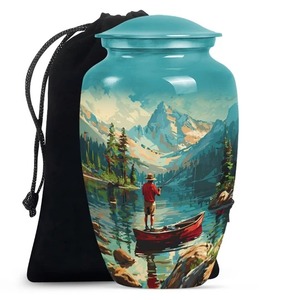 Urne funéraire personnalisée Ciel Aurore pour cendres d'adultes avec motif Montagne Lac – Conteneur commémoratif personnalisé pour cendres - Product Image 2
