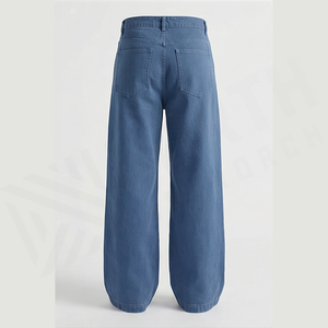 High Waist Wide Leg <b>Denim</b> Jeans Men Cotton Casual Loose Fit Solid Color Autumn Style Pants - Product Image 2