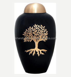 Urna grande personalizada de estilo americano para mascotas, ataúd funerario europeo de latón y aluminio, almacenamiento de restos de cenizas de Metal de bajo costo, Color negro - Product Image 1