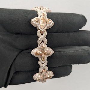 Designer Flower Link Moissanite <b>Bracelet</b> With Brilliant Marquise Stones Fully Iced <b>Infinity</b> Connectors And Bold Jewelry Style - Product Image 1