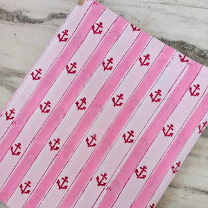 Hand Block Print Cotton Fabric Eco-Friendly Sustainable Soft Beautiful red anchor Prints Designs Available Wholesale Export - Product Image 1