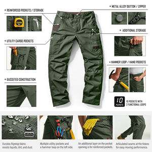 Custom Men’s Heavy-Duty Multi-Tool Pocket <b>Cargo</b> Cotton <b>Work</b> Pants – Durable Construction, Mechanics & Outdoor Activity Trousers - Product Image 4