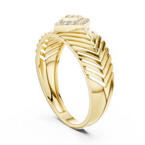Anillo Minimalista Unisex con Diamante Cultivado en Laboratorio, Diseño Chevron, Chapado en Rodio, Oro Amarillo de 18K, para Boda/Compromiso/Regalo/Uso Diario en la Oficina - Product Image 3