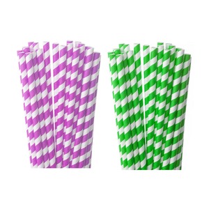 Producto de cocina Gloway, ecológico, vacaciones de Navidad, papel rojo, pajitas para beber, raya, punto, Pajita desechable biodegradable - Product Image 1