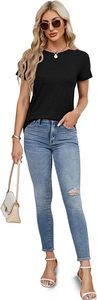 T-shirt pour femme à col en V, manches courtes, couleur unie, coupe classique, 100% coton, fibre de bambou, toile, style décontracté, respirant, printemps - Product Image 3