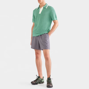 เสื้อคาร์ดิแกนโปโลถักสไตล์วินเทจสำหรับผู้ชาย เสื้อถักคอเปิดแขนสั้นสำหรับฤดูร้อน - Product Image 3