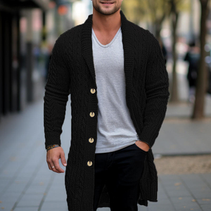 Pull en laine tricoté épais pour homme avec motif rayé et décoration en dentelle, anti-rétrécissement et respirant - Product Image 4