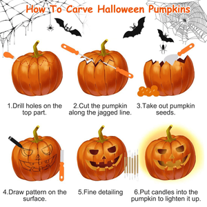 Set di Attrezzi per Jack O' Lantern di Halloween, 13 Pezzi, Kit per Intaglio Zucca con Cucchiaio, Trapano, Utensili per Incisione e Seghe a Doppia Faccia - Product Image 5