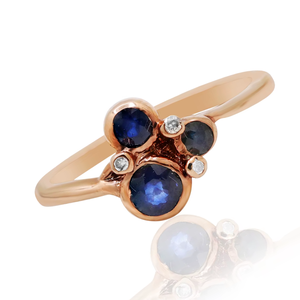 Bague en saphir bleu naturel sertie de diamants, certifiée IGI, plaquée or rose, argent sterling 925, bijoux faits à la main - Product Image 6
