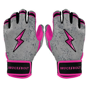 ถุงมือตีเบสบอล Bruce-Bolt สีชมพูคอนกรีต หนัง CABRETTA ปิดด้วยแถบตีนตุ๊กแก สำหรับผู้ใหญ่ทุกเพศ - Product Image 1
