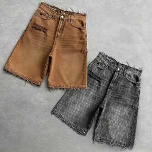 Fashion Regular Fit Straight Short <b>Jeans</b> Washed Canvas Solid Quick Dry Breathable Mid <b>Waist</b> <b>Elastic</b> Casual <b>Men</b> Shorts - Product Image 1
