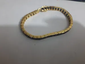 18k <b>Solid</b> Real <b>Gold</b> Plated Sapphire Channel Set Chain Bracelet For Unisex Fashion Classic Style Jewelry Gift - Product Image 2
