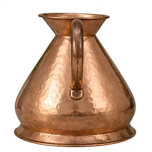 Carafe en cuivre lisse et uni, finition cuivre, style persan, avec fossettes texturées, authentique, fabriquée artisanallement, vaisselle de qualité. - Product Image 2