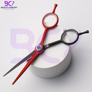Ciseaux de coiffure noirs et rouges de 13,97 cm, ciseaux de salon à double extrémité, lame étroite, coupe de précision, ciseaux de barbier - Product Image 3