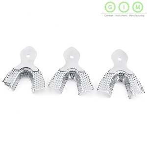 Plateaux d'empreinte dentaire en acier inoxydable, ensemble supérieur et inférieur, perforés, autoclavables pour un moulage dentaire précis - Product Image 2