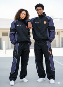 Survêtement de jogging réfléchissant en polyester et coton Rexfit OEM avec logo personnalisé, impression pour hommes, deux pièces, fermeture éclair, coupe-vent pour hommes - Product Image 3