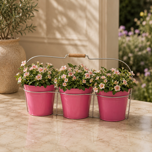 Durable Galvanized Metal Planter Set Rustic Cylinder Design Ideal <b>For</b> Indoor Outdoor <b>Herbs</b> Flowers And Home Decor - Product Image 6